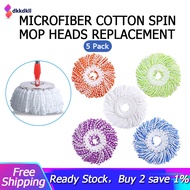 Microfiber Cotton Spin Mop Heads Replacement - 5 Pack Refills Compatible 360 Spinning Magic Mops - Round Shape Standard Size Multicolor Removable Easy Washings