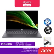 ACER Swift 3 SF316-51-56QK 16.1" Laptop Steel Grey (i5-11300H, 8GB, 512GB, Intel, Win11, OfficeH&amp;S)