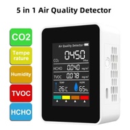 Portable 5 in 1 Digital Air Quality Monitor CO2 Humidity and Temperature Monitor CO2 Tester LCD Rech
