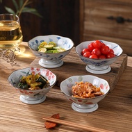 Chinese Style High-Footed Refreshment Plate Snack Plate Ceramic Platter Plate Dried Fruit Plate Past