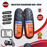 Paket Maxxis diamond 90/80-14 dan 100/80-14 Tubeless free pentil