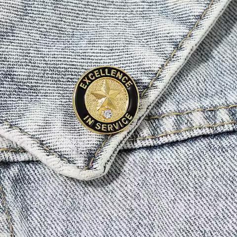Excellence in Service Appreciation Brooches for Award Employees Staff Team Gift Employee of The Mont