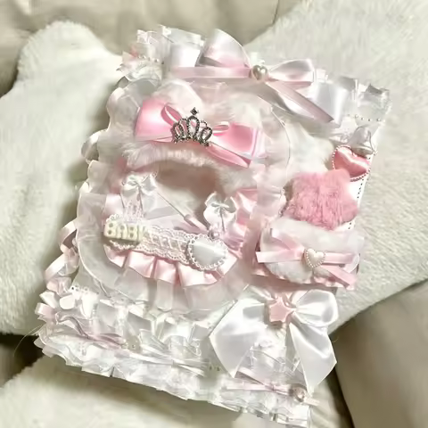 Pink A5 Binder Cards Holder Album Lace Kpop Collect Book Top Loader Ins Ballet Photo Card Deco Pc Po