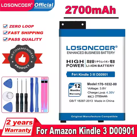 2700mAh For Amazon Kindle 3 III Keyboard eReader D00901 Graphite 170-1032-00 170-1032-01 Battery S11
