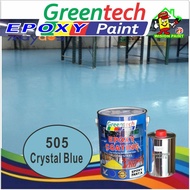 505 CRYSTAL BLUE ( GREENTECH PAINT ) Cat Lantai ( 5L or 1L )( EPOXY Paint + Hardener ) EPOXY FLOOR / WATERPROOF