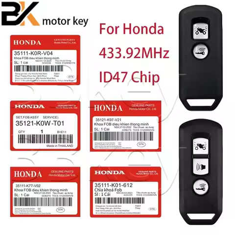 ID47Chip 433MHz Motorcycle Remote Control Key K0W K0R K77 K96 K97 K35 For Honda Motor Scooter SH125 