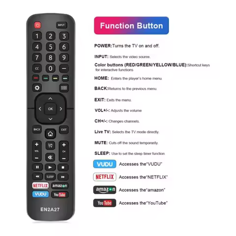 EN2A27 New Universal Remote for All Hisense TV Remote, Replacement Control for Hisense-Smart-TV-Remo