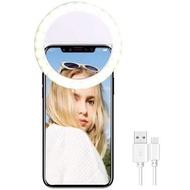 全城熱賣 - 便攜式迷你夾式環形補光燈自拍神器適用於筆記型電腦iPhone安卓手機攝影補光視頻拍攝充電電池環燈推薦