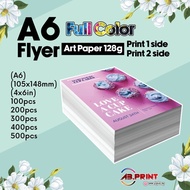 Flyer Printing A6 128gsm Art Paper/Flyer Cetak/Colour Digital Printing/1 Side Print | 2 Side Print