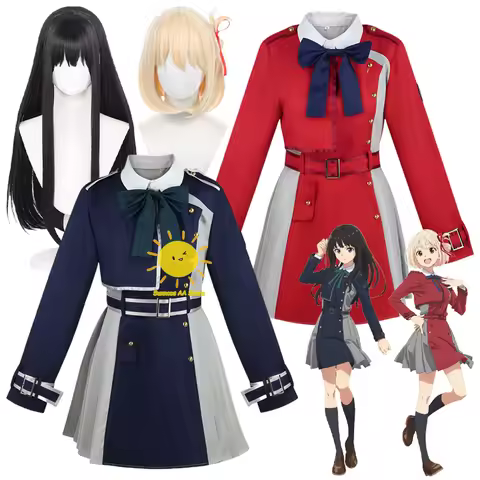 Anime Nishikigi Chisato Inoue Takina Cosplay Lycoris Recoil Cosplay Costume Uniform Dress Wig Hallow