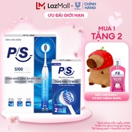 Bộ Bàn Chải Điện P/S S100 PRO màu xanh ombre & Bộ 2 đầu chải thay thế Trắng răng tự nhiên