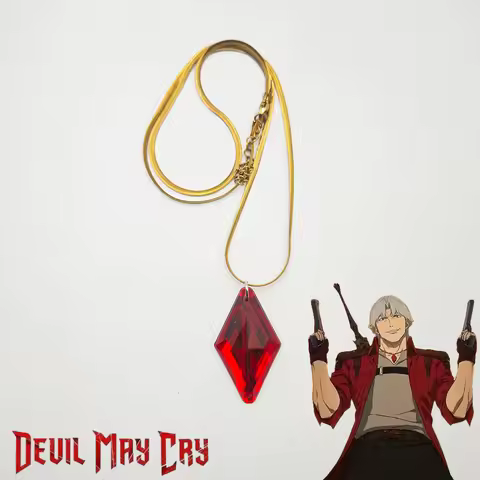 Anime Devil May Cry Dante Cosplay Necklace Red Diamond Metal Chain Adult Party Props