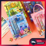 Gratis Ongkir - Stationery Set / Alat Tulis Set 6 in 1 Hadiah Souvenir / Paket Alat Tulis + Dompet