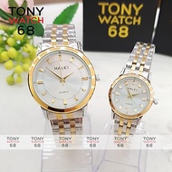 Đồng hồ đôi nam nữ Halei đẹp chống nước dây thép đúc đặc chính hãng Tony Watch 68