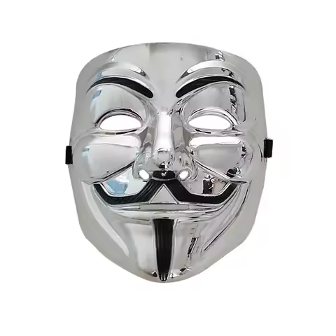 Silver V for Vendetta Mask Halloween Cosplay Guy Fawkes Anonymous Masque Adults V for Vendetta Mask 