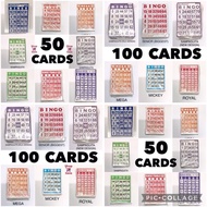 BINGO CARDS Bingo Card Game 50 and 100 CARDS