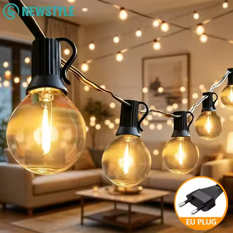 7.6-30Meter G40 Garland String Lights LED Shatterproof Globe Bulb Indoor In Use 220V EU Plug G40 LED