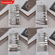 LOVESPACE 8Pcs/Set Silver Metal Multistyle Hairpins Seamless Bangs Clips Simple Hair Clips Headwear 