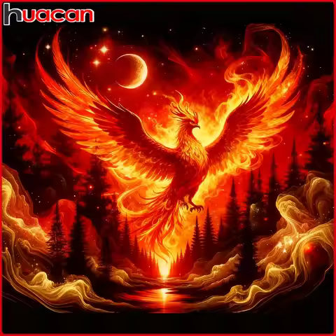 Huacan 5D DIY Diamond Painting Phoenix Sunset Diamond Mosaic Anima Landsacape New Collection 2025 De