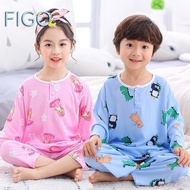 FIGO2 ชุดนอนเด็ก ชุดนอนเด็กชายและเด็กหญิงเครื่องปรับอากาศ Loungewear ชุดนอนเด็กแขนยาวสองชิ้น ผ้าดี ใส่สบาย