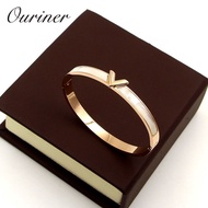 Luxury Brand Natural Shell V Shape Bracelet & Bangle For Women Men Charm Hollow Letter Bangle Love S