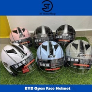 BYB Topi Keledar Motor Helmet Open Face Helmet Double Visor Helmet Motor Dual Lens Motorcycle MotorBike Black White Pink