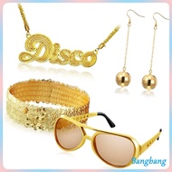 Bang 70s Costume for Women Disco Outfit Glasses Earrings Headband Halloween Accessory
