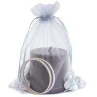 Silver Organza Voile Sheer Drawstring Pouch Gift Bag 10 pc/pack 7x9, 12x9, 15x10 cm, 13x18, 23 x 17,