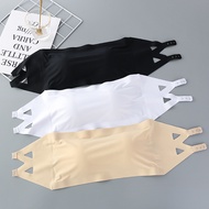 Ultra Comfortable Slim Womens Tube Top Student Fashion Solid Color Underwear Ice Silk Seamless Strap