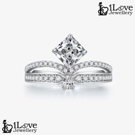 iLove Jewellery Cincin 925 Silver Ring 18K White Gold Plated 1.0ct Cubic Zirconia Diamond ILR029