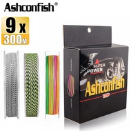 COD-Ashconfish 9 Strands 300M Braided Fishing Line PE Line Spot Line Multicolor X9 Braid Line 15-90L