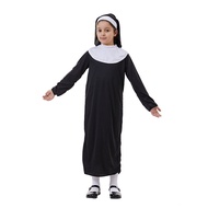 Kids Nun Costume Halloween Costume Girl Dress Catholic Sister Robe Priest Carnival Outfit Child Gothic Head Wrap