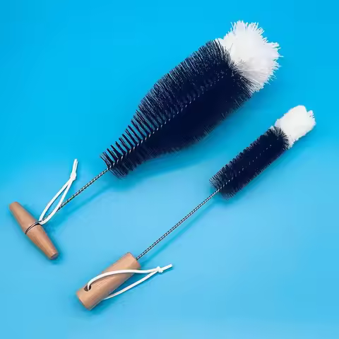 Multi-functional Soda Stream Bottle Brush High Quality Glassware Jars Cleaner With Beechwood Handle