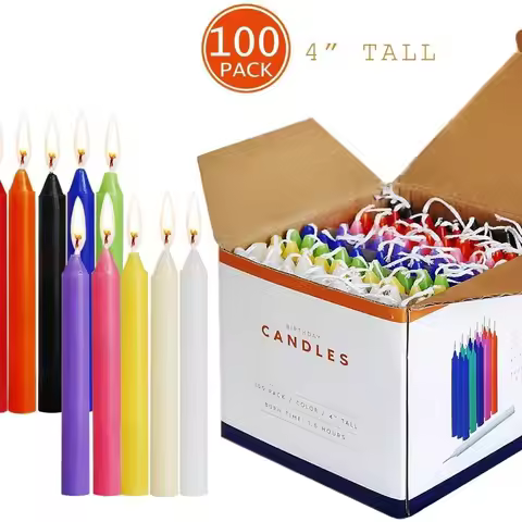 100pcs Unscented Assorted Colors Mini Taper Candle, Great For Casting Chimes, Rituals, Spells, Wax P