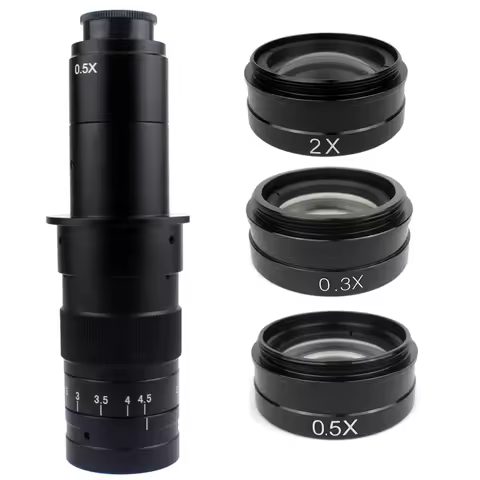 0.5X 2.0X 0.3X Barlow Auxiliary Objective Glass Lens For 10A 180X 300X C-MOUNT Lens Industry Video M