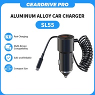 【SL55 NEW】Super Fast Charging Cable Car Spring Retractable Data Cable/PD30W Quick Charge Car Charger