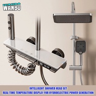 Piano Button Shower Hot and Cold Shower Set Handheld Shower Mixer Atmosphere Light Shower Set