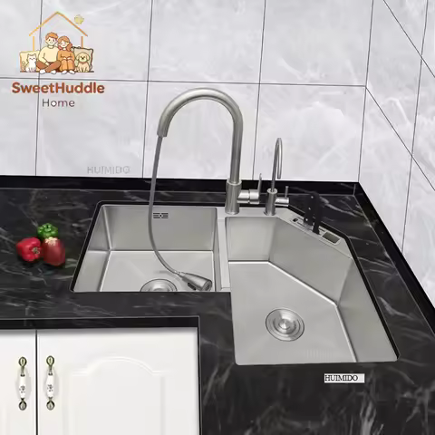 Modern 304 Stainless Steel Sink Kitchen Fixture Gourmet Kitchen Sink Corner Multifunction Creative D