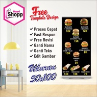 Size 50x100 Cm, Banner Banner Burger Beff kebab Chicken Delicious pwoll Latest Design Custom Quality