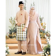 SET BAJU DRESS LAREENDA & BAJU MELAYU PANGLIMA [NUDE LIGHT] NIKAH TUNANG BRIDESMAID COUPLE SET SEDON