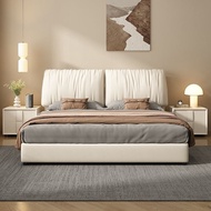 【SG⭐SALES】Creamy Style Tech Fabric/Napa Leather Bed Frame Solid Wood Bed Frame Queen &amp; King Bed Frame With Mattress