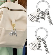 feelsaa Science Keychain Microscope Chemistry Molecules Key Rings Metal Key Jewelry