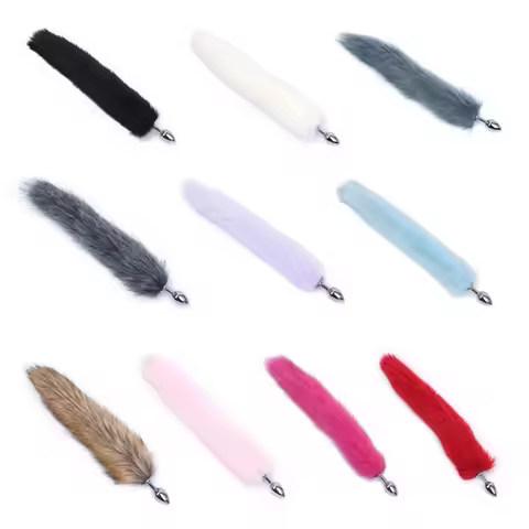 Anal Plug Black Wolf Fox Tail Adult Games metal Anal Bead Butt Plug Stimulator SexFlirtingToys For W