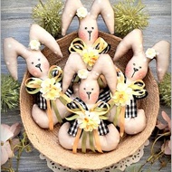 織品復活節兔子，2 件套，復活節裝飾，原始復活節飾品