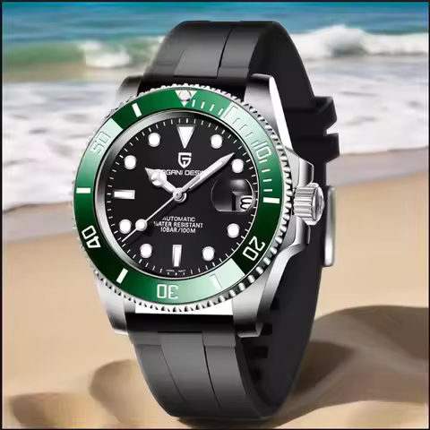 2025 PAGANI DESIGN Automatic Mechanical Watch Green Water Ghost Tribute Watch Sapphire Stainless Ste