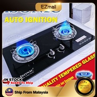 Isonic Double Burners Glass Stove Glass Built In Hob Dapur Gas Kaca Tanam Kabinet