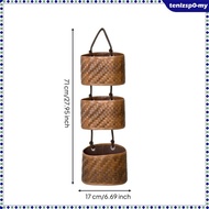 [tenlzsp0] 3-Tier Hanging Basket Rattan-Style Three-Tier Storage Basket Vertical Organizer for Kitch