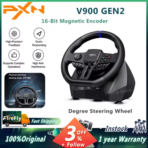 PXN V900 GEN2 Gaming Steering Racing Wheel Driving Simulator 270°/900° Rotation For PC ,Switch,PS3 P