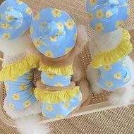 2pcs Dog Swimsuit Floral Sling Cat Dress Swimsuit Summer Pet Swimsuit Set Teddy Small Dog Beach Biki
