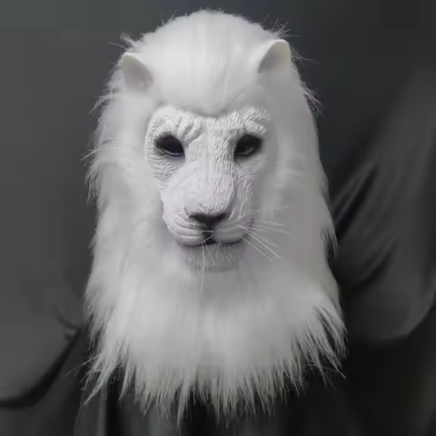 Beast Lion Animal Mask Cosplay White Lion Latex Helmet Carnival Dress Up Halloween Party Costumes Pr